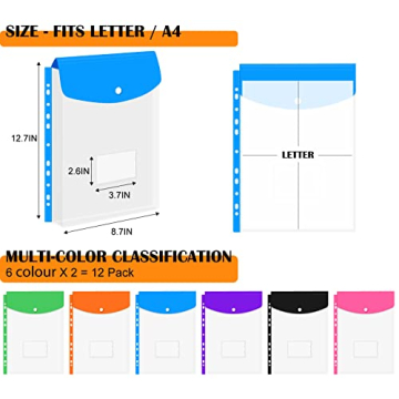 Vibrant 12 Pack Binder Pockets for All Your Organizing Needs