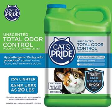 Cat's Pride Max Power: Total Odor Control - Up to 10 Days of Powerful Odor Control - Strong Clumping...