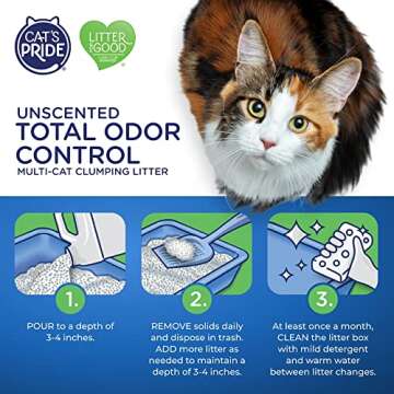 Cat's Pride Max Power: Total Odor Control - Up to 10 Days of Powerful Odor Control - Strong Clumping - Hypoallergenic - 99% Dust Free - Multi-Cat Litter, Unscented, 15 Pounds