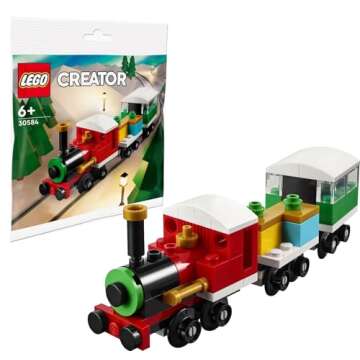 LEGO Creator 30584 Winter Holiday Christmas Train with Locomotive, Flatbed Wagon, and Carriage (73 Pieces)