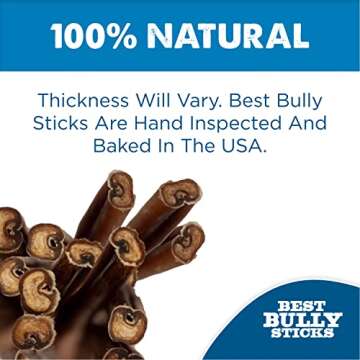 Best Bully Sticks 12 Inch Thick Bully Sticks - 10 Count (Pack of 1) - All Natural, Grass-Fed, Single Ingredient, Grain and Rawhide Free, Ideal for Large Dogs