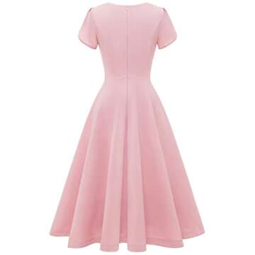 Elegant GardenWed Pink Midi Dress for Wedding Guests