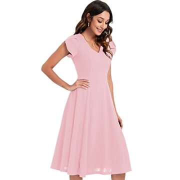 Elegant GardenWed Pink Midi Dress for Wedding Guests