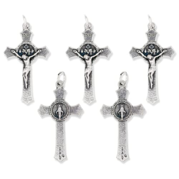 Miraculous Medal Crucifixes Pack of 5 - Italian Jewelry Supplies