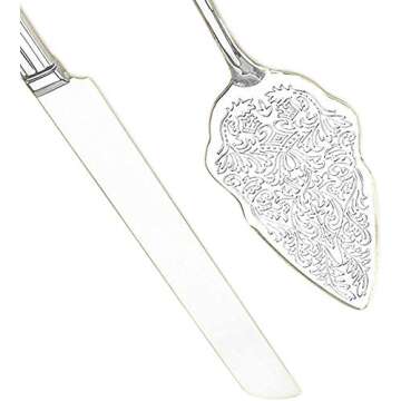 Strova Silver Wedding Cake Serving Set - Elegant Cake Cutting Knife and Server for Event Use