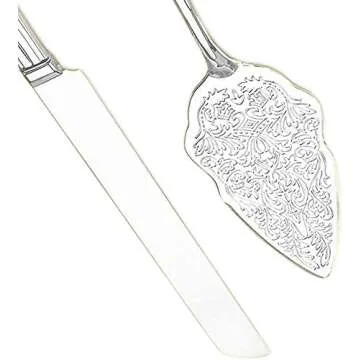 Strova Silver Wedding Cake Serving Set - Elegant Cake Cutting Knife and Server for Event Use