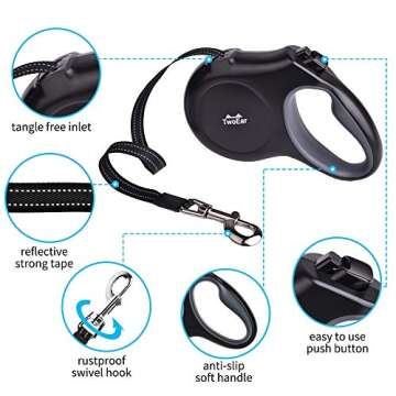Durable TwoEar Retractable Dog Leash for Small Dogs