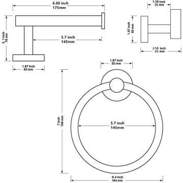 Ntipox 4 Piece Brushed Gold Stainless Steel Bathroom Hardware Set Include Hand Towel Ring, Toilet Paper Holder,and 2 Robe Towel Hooks,Bathroom Accessories Kit