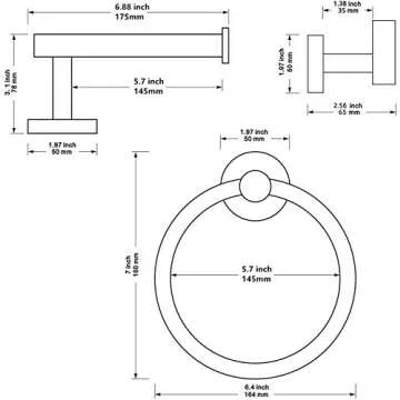 Ntipox 4 Piece Brushed Gold Stainless Steel Bathroom Hardware Set Include Hand Towel Ring, Toilet Paper Holder,and 2 Robe Towel Hooks,Bathroom Accessories Kit
