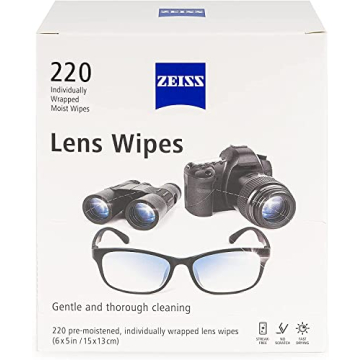 Zeiss Lens Wipes, White, 220 Count – Premium Cleaning for Glasses and Screens