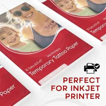 BubblePop! - Temporary Tattoo Paper for INKJET, Temporary Tattoo Paper for Personalized Temporary Tattoos, Skin-Safe and Water-Resistant Tattoo Printer Paper, 8.5”x11” Sheets, 10-Set
