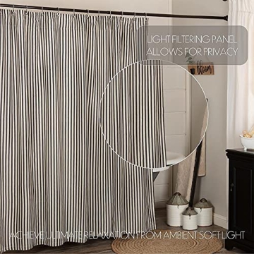 Stylish VHC Brands Ashmont Shower Curtain in Ticking Stripe Pattern