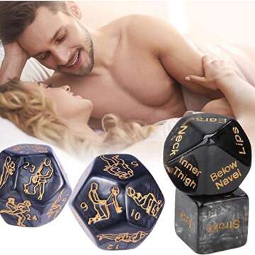 Sexy Dice Game for Couples – Fun & Intimate Adult Dice Set with 12-Sided Positions and 60 Actions – Unique Brushed Design, Perfect for Travel and Romantic Nights