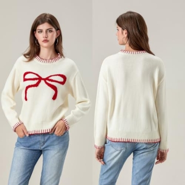 Cute Oversized Women Bow Knit Sweater for Fall Style