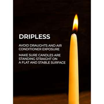 CANDWAX Beeswax Taper Candles 10 inch Set of 12 - Non Toxic and 100% Pure Beeswax Candles Ideal as D...