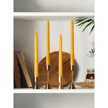 CANDWAX Beeswax Taper Candles 10 inch Set of 12 - Non Toxic and 100% Pure Beeswax Candles Ideal as Dinner Candles or Church Candles - Dripless Handmade Candles Beeswax Burns for 9.5 Hours