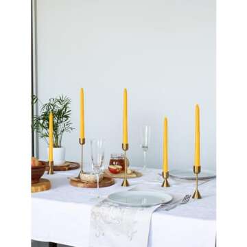 CANDWAX Beeswax Taper Candles 10 inch Set of 12 - Non Toxic and 100% Pure Beeswax Candles Ideal as Dinner Candles or Church Candles - Dripless Handmade Candles Beeswax Burns for 9.5 Hours