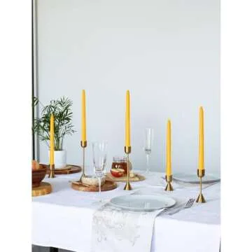 CANDWAX Beeswax Taper Candles 10 inch Set of 12 - Non Toxic and 100% Pure Beeswax Candles Ideal as Dinner Candles or Church Candles - Dripless Handmade Candles Beeswax Burns for 9.5 Hours