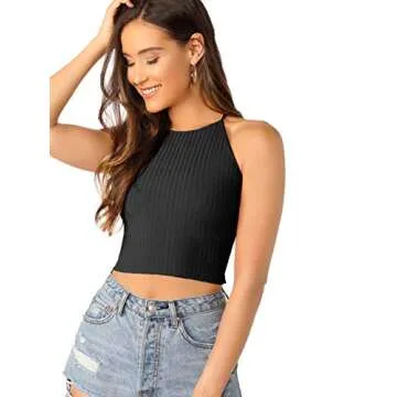 Verdusa Women's Lace Up Backless Crop Cami Top