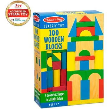 Melissa & Doug 100-Piece Wooden Blocks Set for Kids