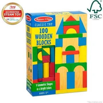 Melissa & Doug 100-Piece Wooden Blocks Set for Kids