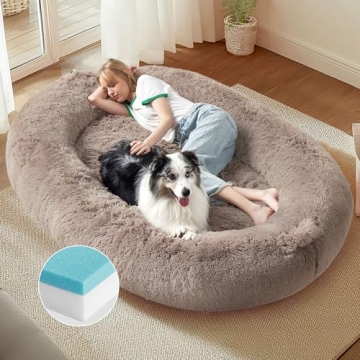 Bedsure Memory Foam Human Dog Bed, 72"x48"x12" Calming Giant Human Dog Bed for Adults People Fits Pe...