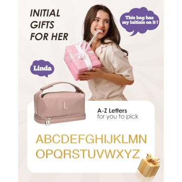 Vogewood Birthday Bags for Women-Cool Gifts for College Girl, Initial Makeup Bag with Handle, Brides...