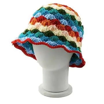 Stylish Crochet Bucket Hat for Women - Boho Floral Cap