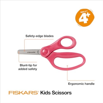 Fiskars Kid-Friendly 5" Blunt-Tip Scissors in Pink