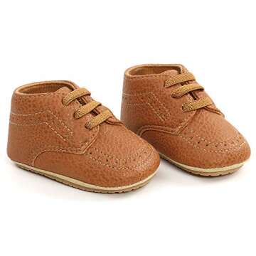 Timatego Infant Baby Boys Girls Snow Boots Non Slip Soft Sole Toddler First Walker Crib Warm Winter Shoes 0-18 Months, 11 Brown, 0-6 Months Infant