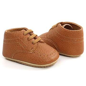 Timatego Infant Baby Boys Girls Snow Boots Non Slip Soft Sole Toddler First Walker Crib Warm Winter Shoes 0-18 Months, 11 Brown, 0-6 Months Infant