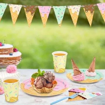 Shop DYLIVeS Ice Cream Birthday Supplies Set for 24 Guests