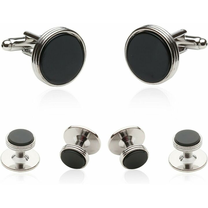 Tuxedo Cufflinks & Studs Set - Black Onyx & Silver