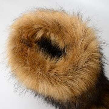 QMFUR Women's Furry Faux Fur Boots Knee High Snow Boots Fuzzy Fluffy Flat boot Winter Warm Fashion Boots (Brown, adult, women, numeric_5, numeric, us_footwear_size_system, medium)