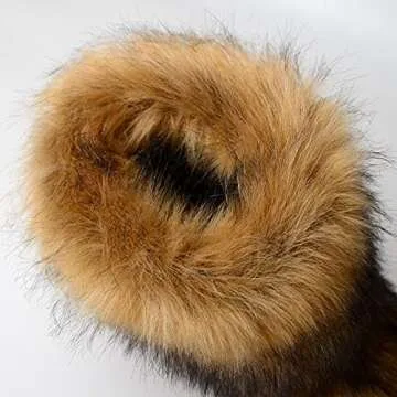 QMFUR Women's Furry Faux Fur Boots Knee High Snow Boots Fuzzy Fluffy Flat boot Winter Warm Fashion Boots (Brown, adult, women, numeric_5, numeric, us_footwear_size_system, medium)