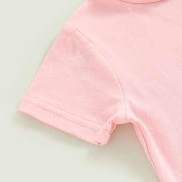 YINGISFITM Baby Girl Easter Outfit Bunny Print Short Sleeve Tee Tshirt Pants Toddler Bell Bottoms Summer Clothes 2Pcs Set (5-6 Years,Pink Rabbit)