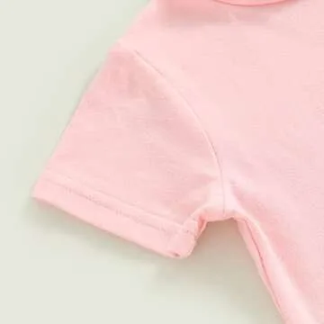 YINGISFITM Baby Girl Easter Outfit Bunny Print Short Sleeve Tee Tshirt Pants Toddler Bell Bottoms Summer Clothes 2Pcs Set (5-6 Years,Pink Rabbit)