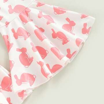 YINGISFITM Baby Girl Easter Outfit Bunny Print Short Sleeve Tee Tshirt Pants Toddler Bell Bottoms Summer Clothes 2Pcs Set (5-6 Years,Pink Rabbit)