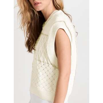 EVALESS Women's Sweater Vests Summer Cap Sleeve Crewneck Sleeveless Knitted Crochet Tops Trendy 2025...