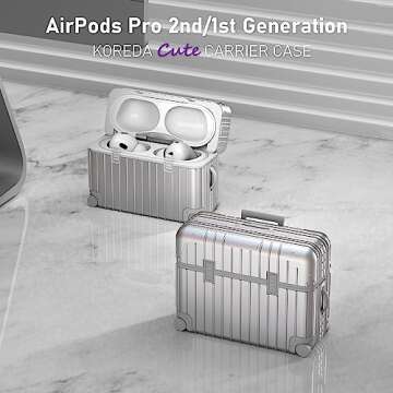 KOREDA Compatible with AirPods Pro 2nd/1st Generation Case Cover, Cute Funny Suitcase Design Case fo...
