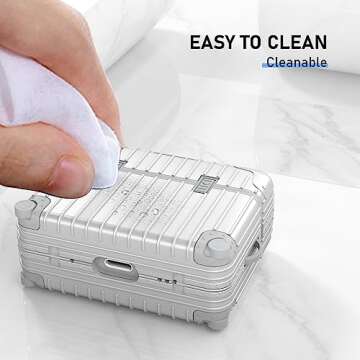 KOREDA Compatible with AirPods Pro 2nd/1st Generation Case Cover, Cute Funny Suitcase Design Case for Airpods Pro 2nd/1st Gen, Fashion Protective Hard Case for Women Men with Keychain (Silver)