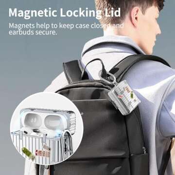 KOREDA Compatible with AirPods Pro 2nd/1st Generation Case Cover, Cute Funny Suitcase Design Case for Airpods Pro 2nd/1st Gen, Fashion Protective Hard Case for Women Men with Keychain (Silver)