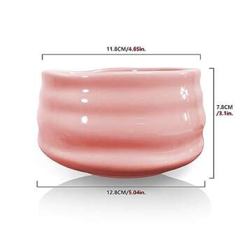 AIYICIII Ceramic Matcha Bowl, Handmade Japanese Green Tea Cup,Matcha Tea Whisk Bowl For Ceremony Chawan 500ml 17oz (Pink)