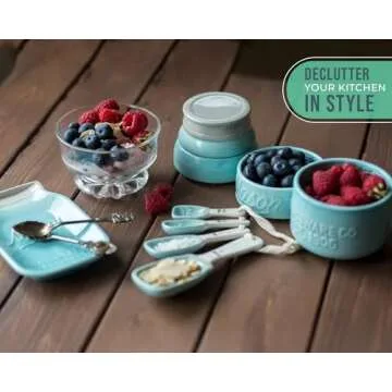 Vintage Mason Jar Kitchenware Set in Aqua Blue - Stylish & Functional