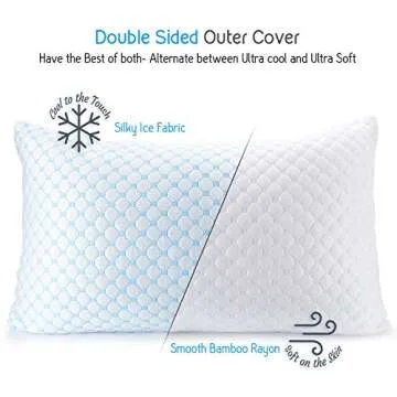 Nestl Cooling Pillow, Shredded Memory Foam Pillows Queen Size Set of 2, Gel Infused Cool Pillow, Adjustable Cooling Pillows for Sleeping, Breathable Queen Pillows, Washable Removable Bed Pillow Cover