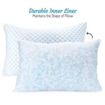 Nestl Cooling Pillow, Shredded Memory Foam Pillows Queen Size Set of 2, Gel Infused Cool Pillow, Adjustable Cooling Pillows for Sleeping, Breathable Queen Pillows, Washable Removable Bed Pillow Cover