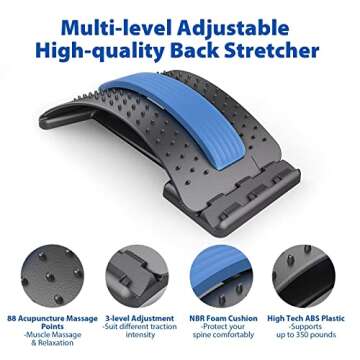 Back Stretcher for Pain Relief with Adjustable Settings