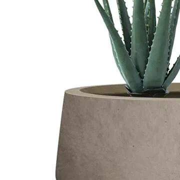 Kante 21.6",16.9",and 12.5" Dia Round Weathered Concrete Elegant Planters (Set of 3), Outdoor Indoor Garden Plant Pot with Drainage Hole and Rubber Plug for Home & Patio