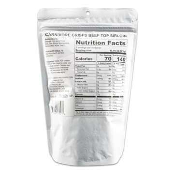 Carnivore Crisps, Grass Fed and Finished Beef Top Sirloin, Beef Crips, High Protein, Keto & Carnivor...