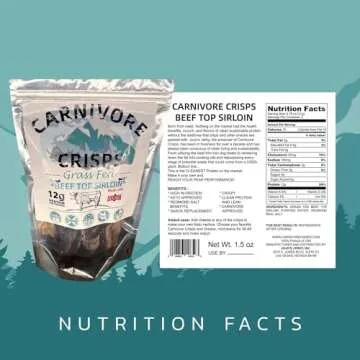 Carnivore Crisps, Grass Fed and Finished Beef Top Sirloin, Beef Crips, High Protein, Keto & Carnivore Diet Approved, Gluten-Free, No Hormones, 1.5 oz (Pack of 3)